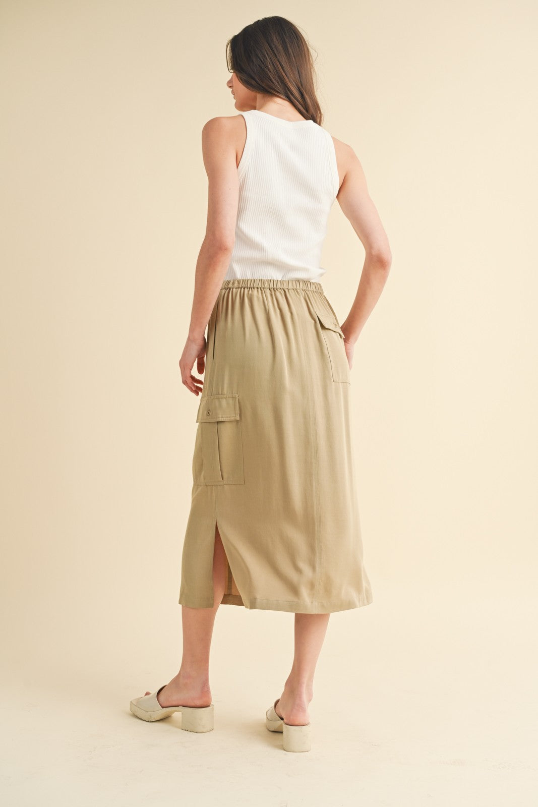 Cargo Midi Skirt With Side Slits WL23-8018