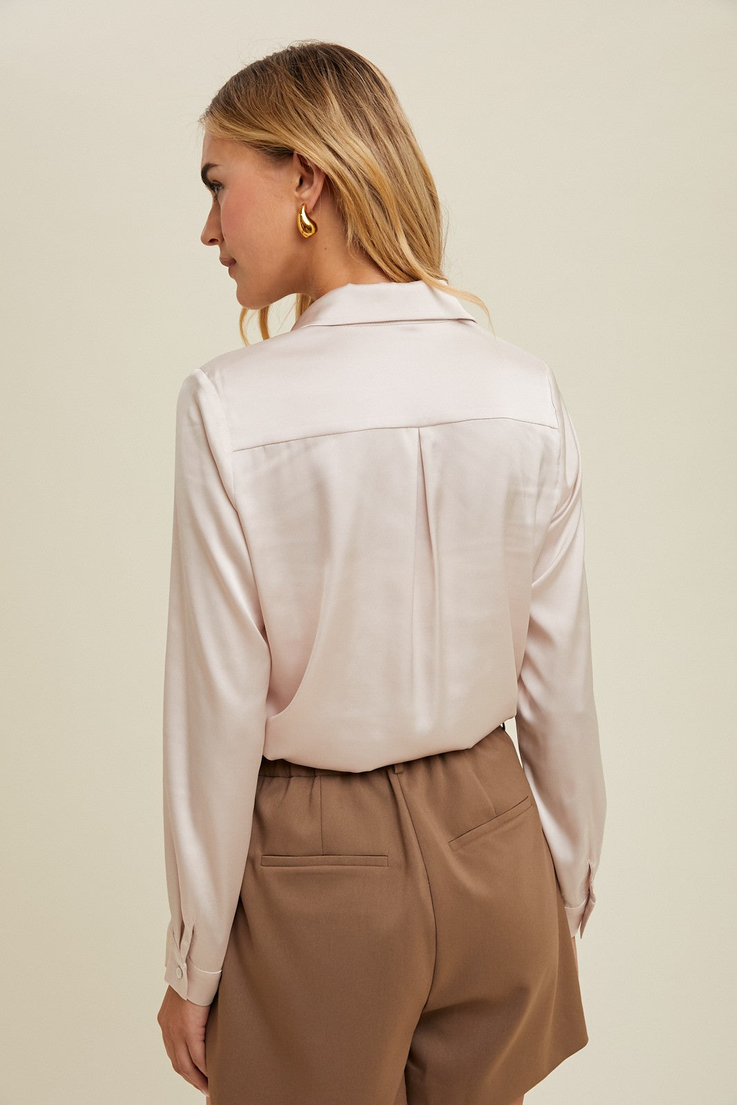 Satin Button-up Shirt Thong Bodysuit WL24-944