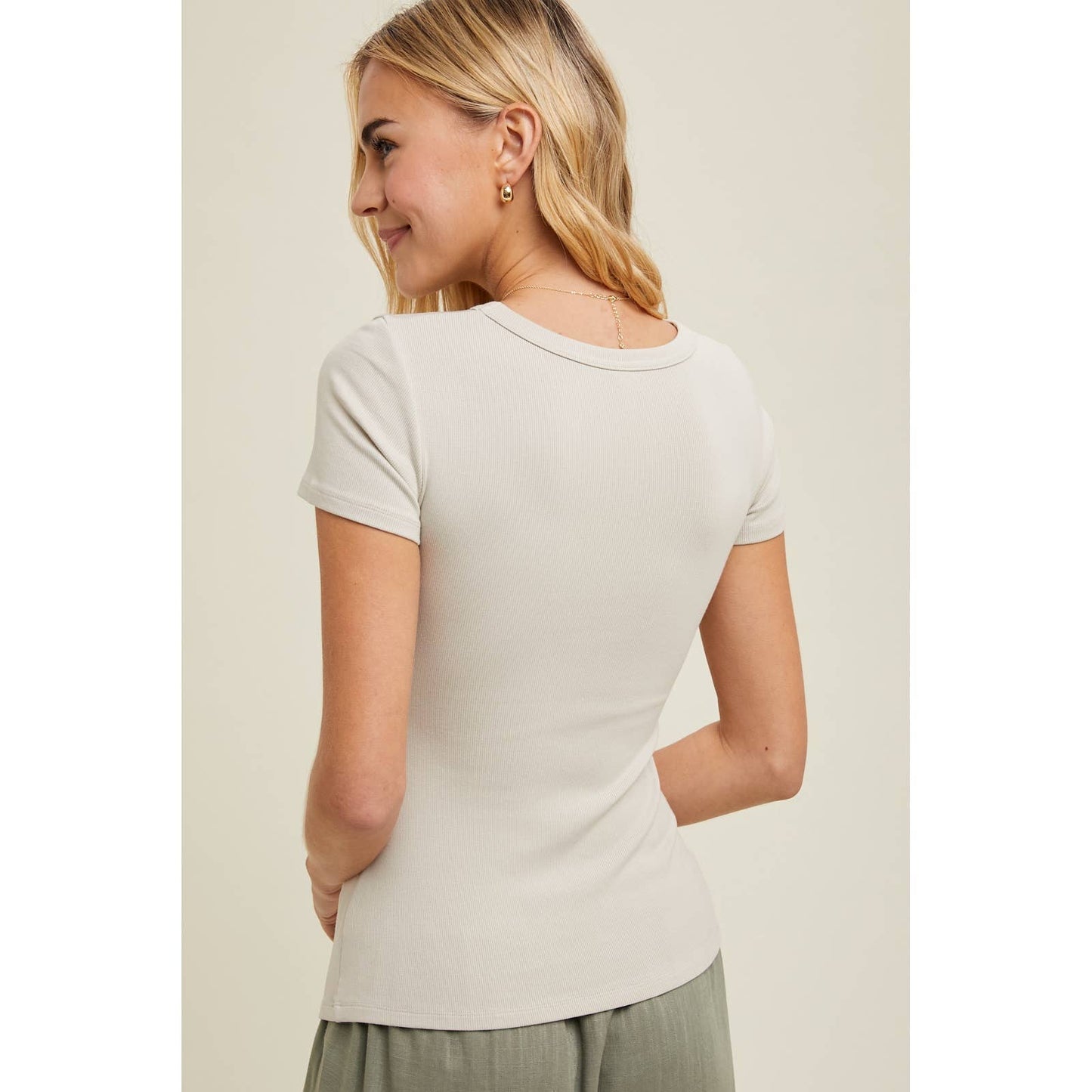 Side Ruched Ribbed Knit Top WL24-9449