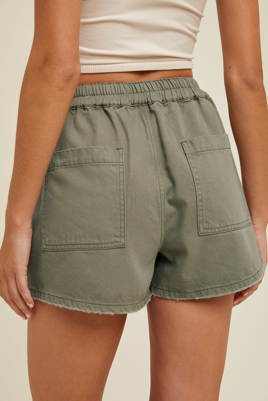Raw Edge Hem Denim Shorts WL24-9511