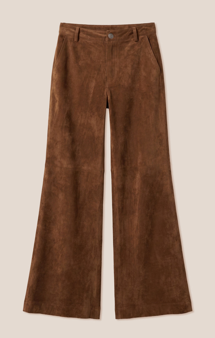 Cecile Mid Rise Wide Leg - Saddle Suede flat lay