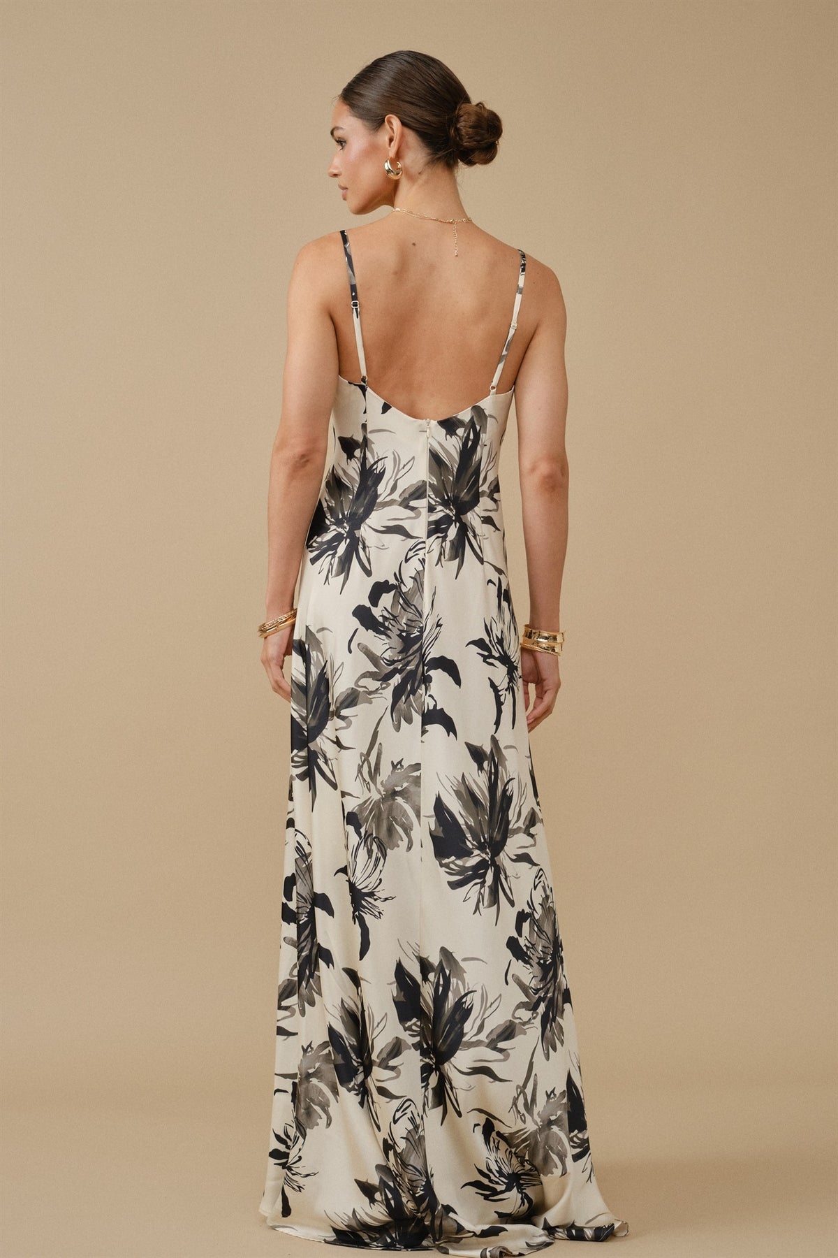 Floral Satin Maxi Dress IDA16196