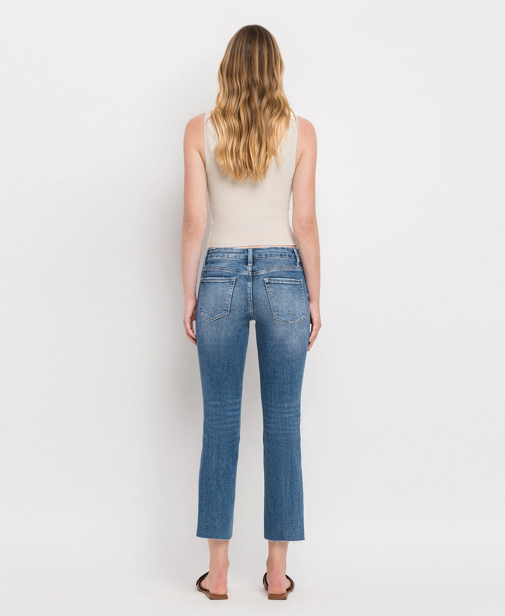 Mid Rise Crop Slim Straight Jeans V2213N