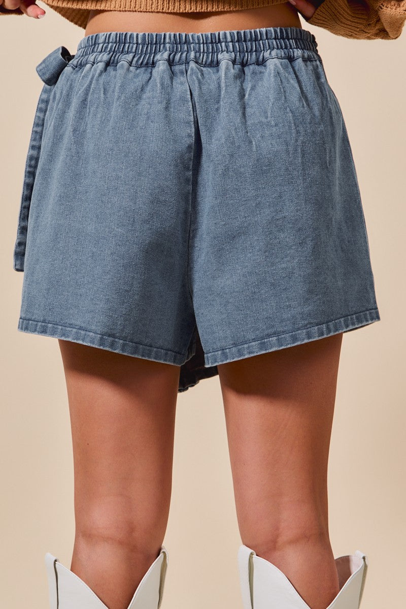 Wrap Braided Trimmed Denim Skort SB8541E-01