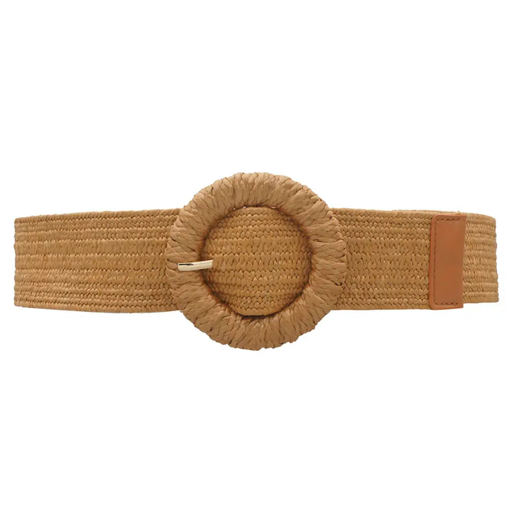 Metallic Wrapped Circle Elastic Straw Belt 45076-BT