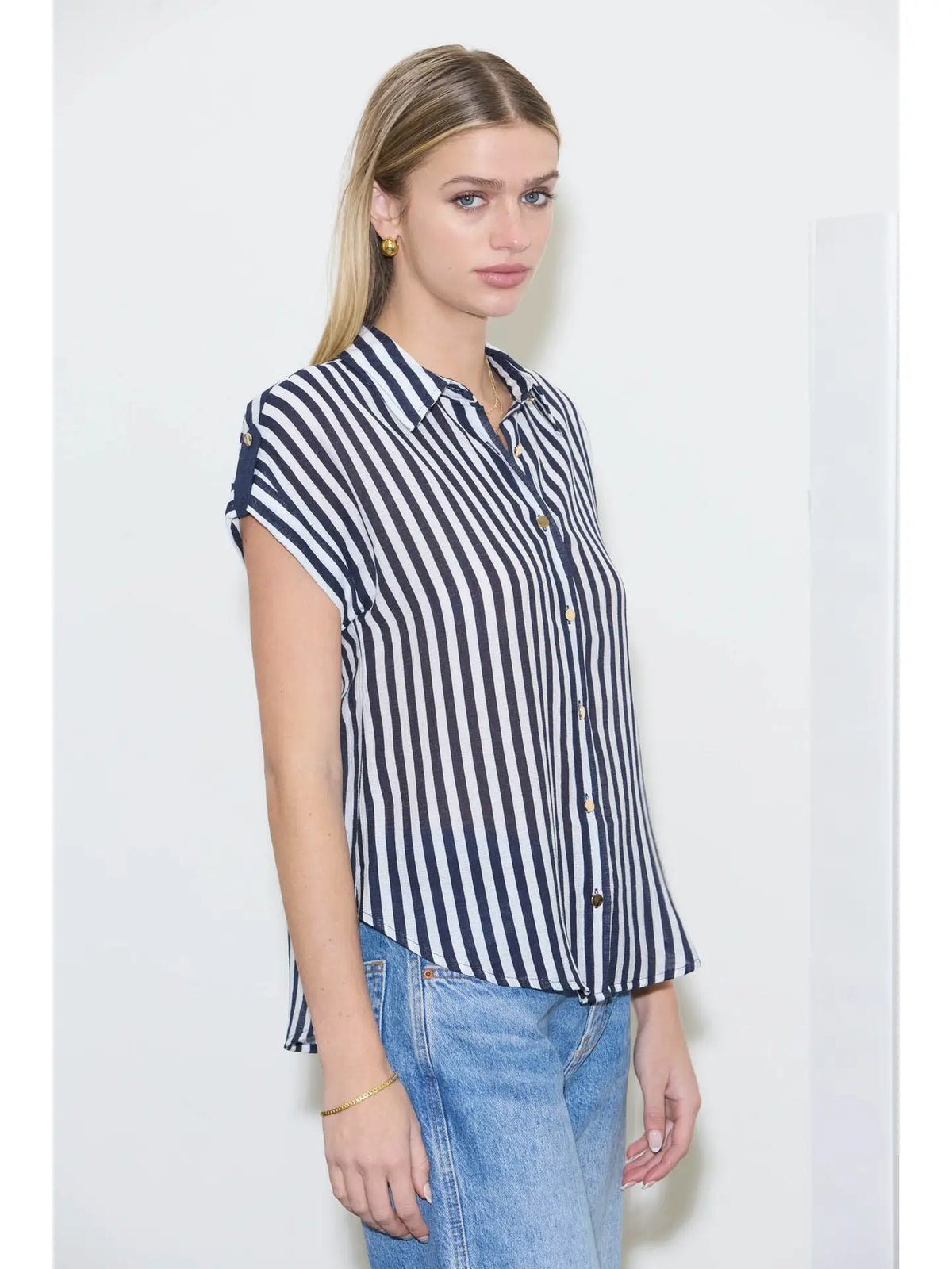 Striped Lightweight Woven Top TW2122