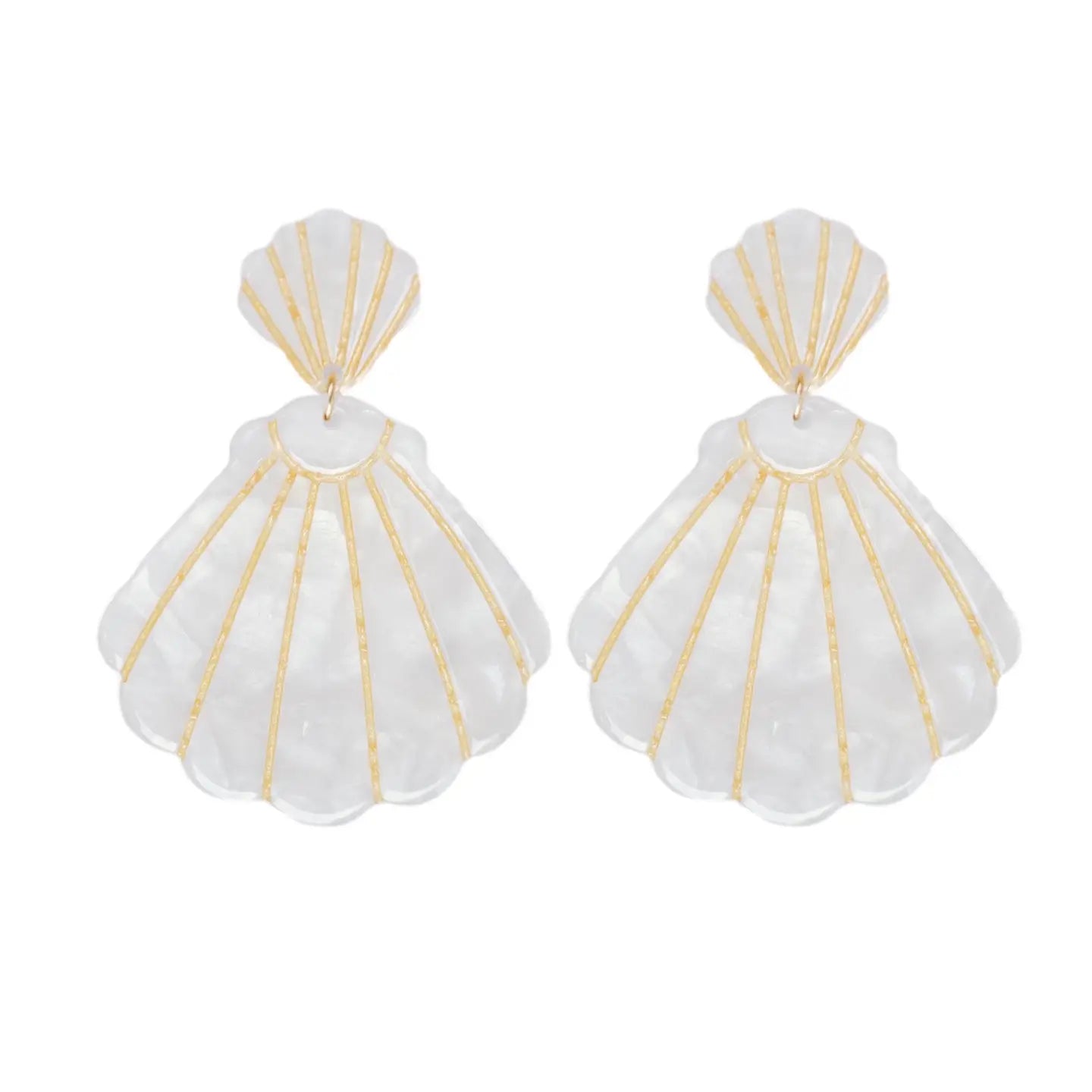 White Tortoise Statement Shell Earrings SAD182