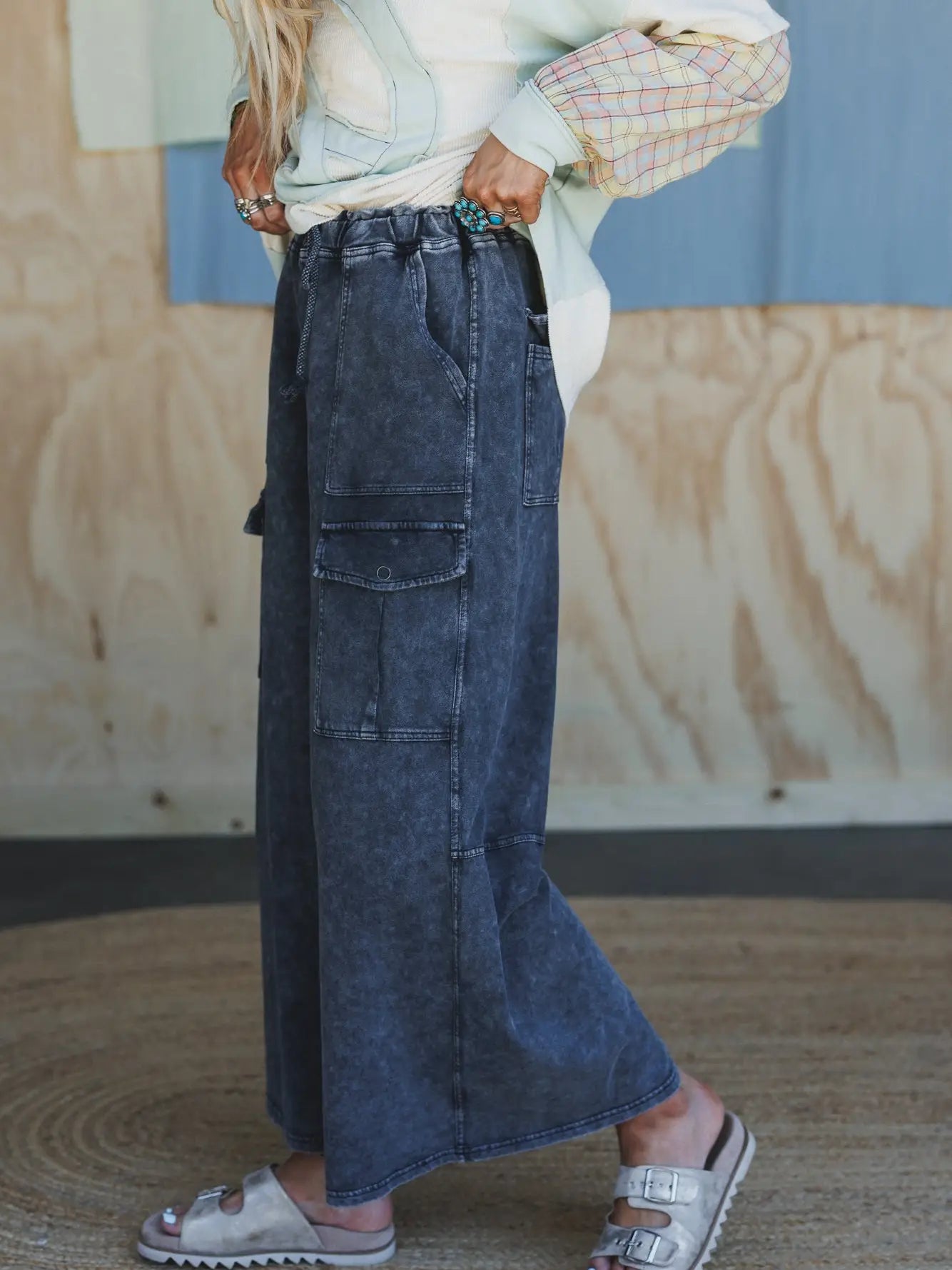 Cargo Cascade Wide Leg Pants S70597