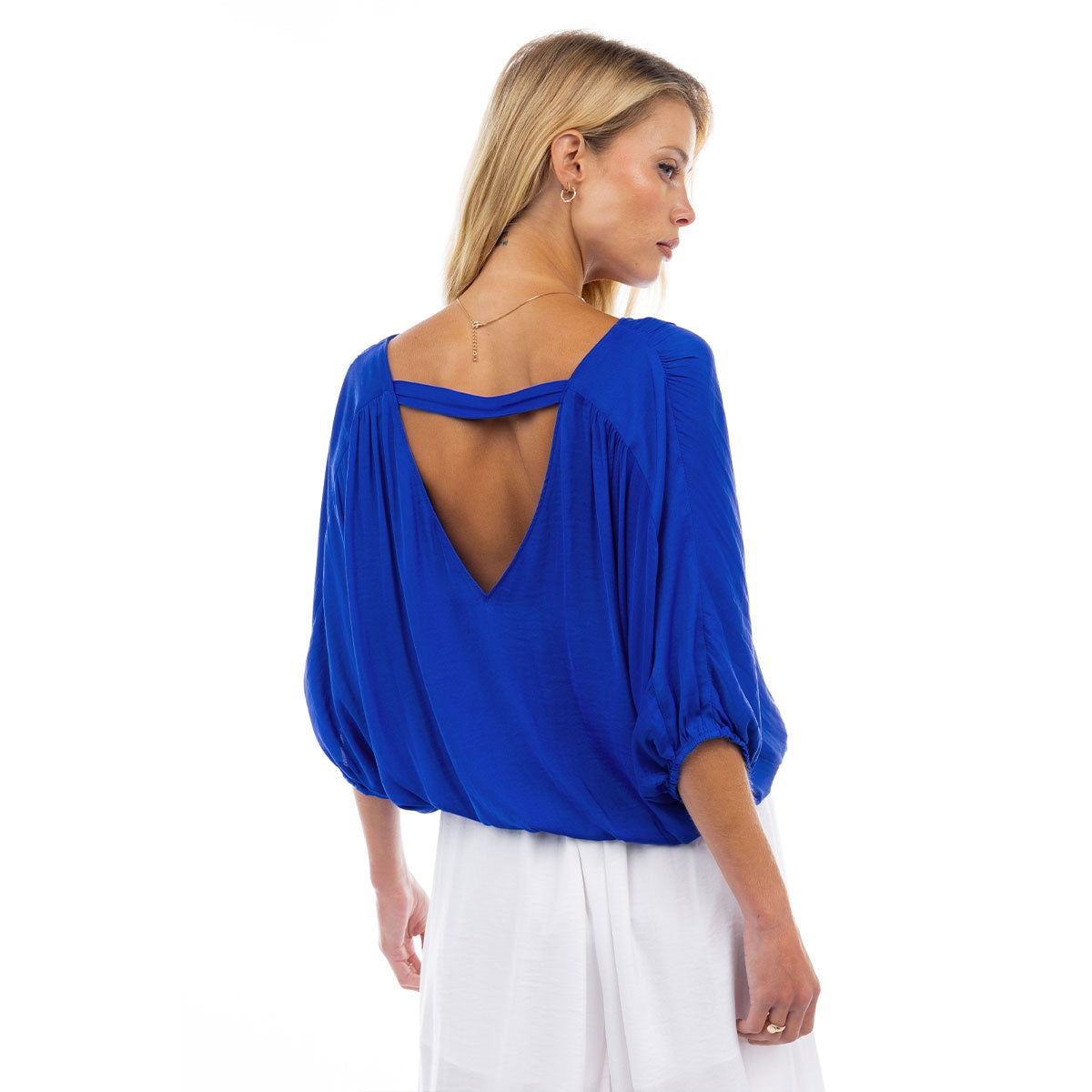 Cropped Blouse with Elasticized Waist SB119719-8