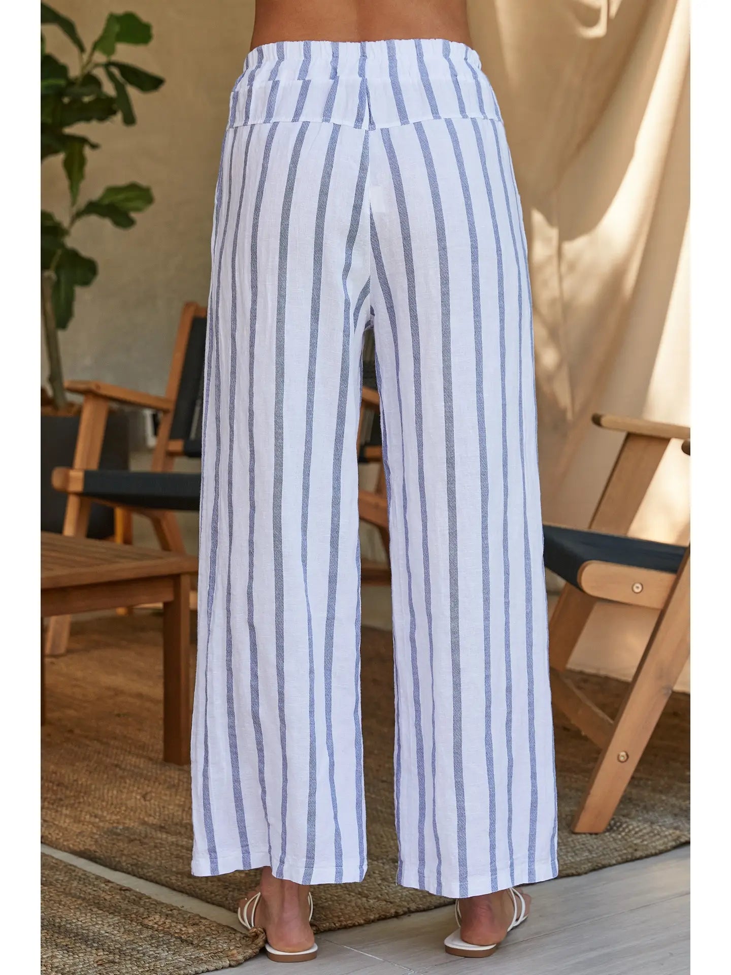 Linen Striped Wide Leg Pant 20061/154210