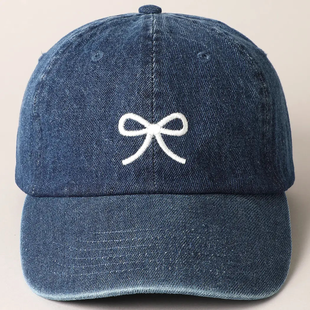 Trendy Bow Image Embroidered Denim Baseball Cap 26-YKC1533
