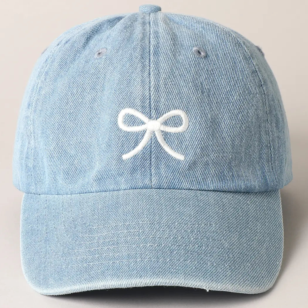 Trendy Bow Image Embroidered Denim Baseball Cap 26-YKC1533