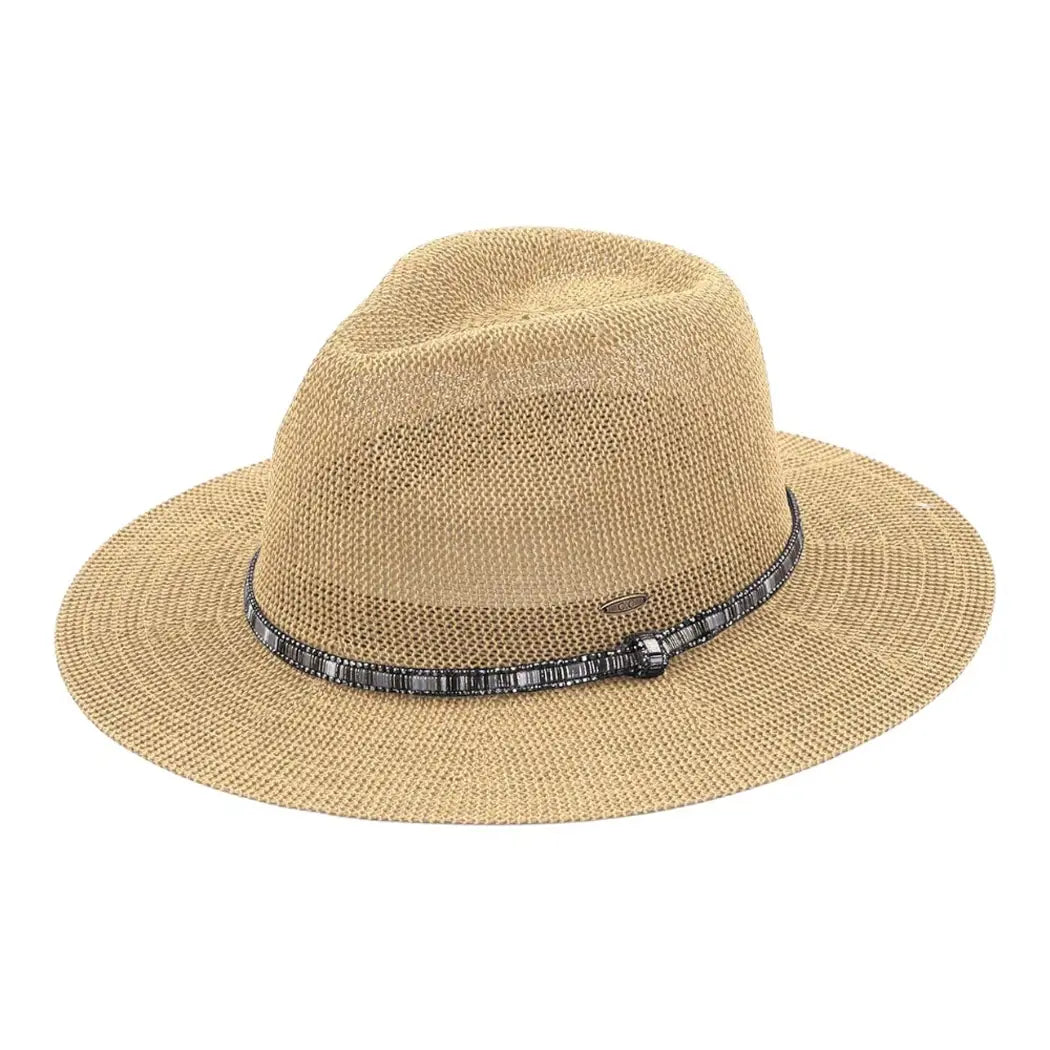 Multi-Colored Thread with Beaded Panama Hat 28-KP-014