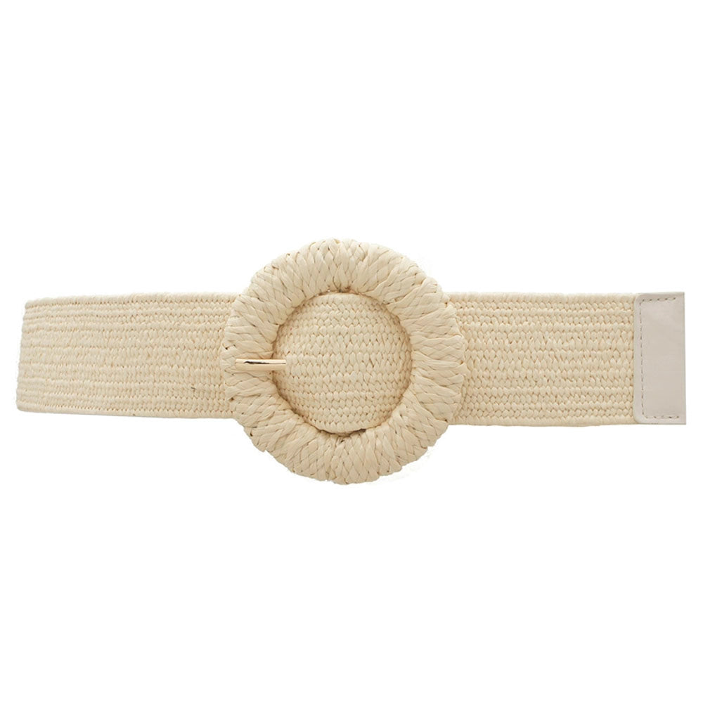 Metallic Wrapped Circle Elastic Straw Belt 45076-BT