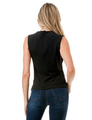 High Neck Drape Detail Top T1660-ITY