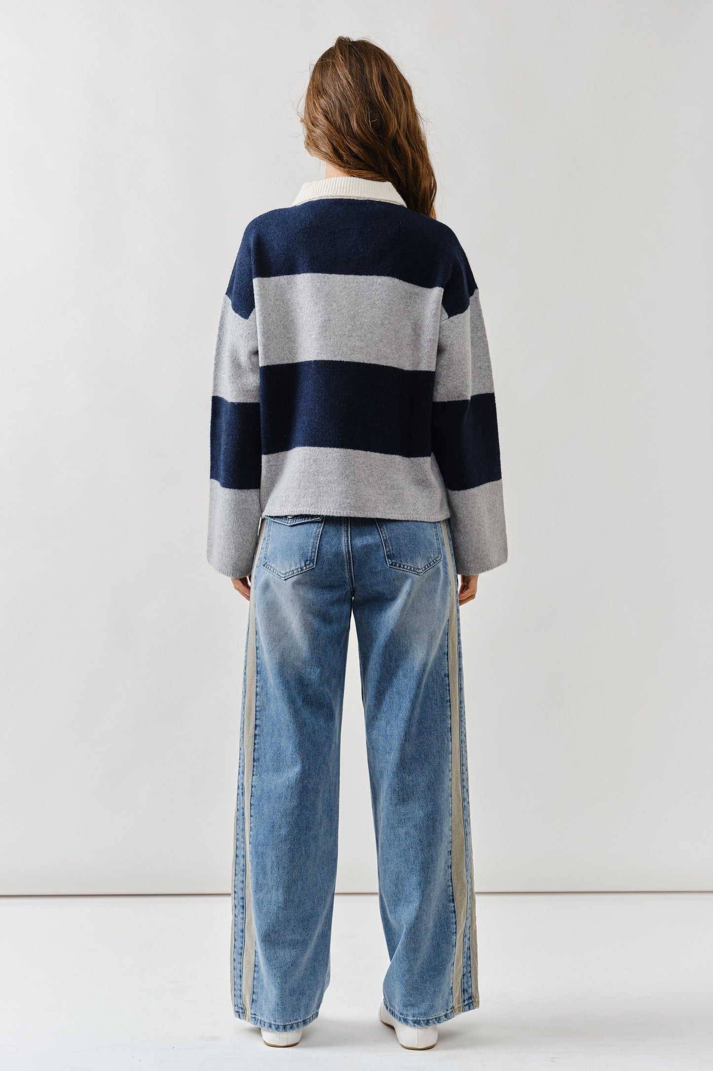 Contrast Line Detail Slouchy Straight Jeans AJP5111