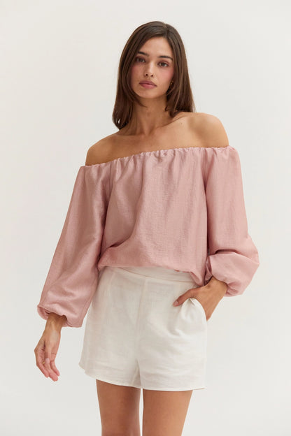 Liana Off Shoulder Crinkle Blouse CT9645