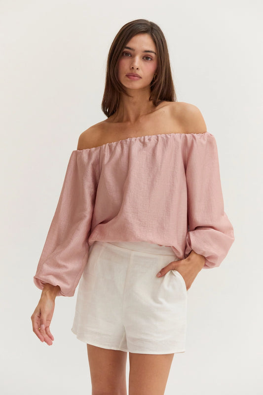 Liana Off Shoulder Crinkle Blouse CT9645