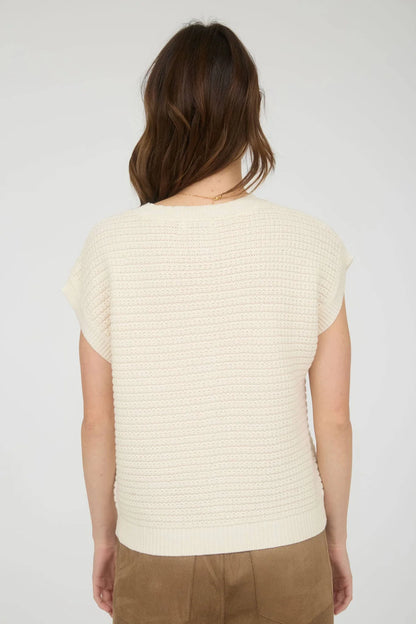 Button Down Short Sleeve Knit Cardigan Vest TW2030