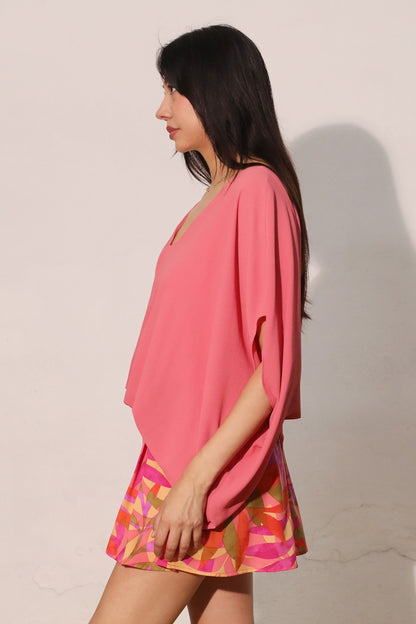 Textured Solid Caftan Top T-6466