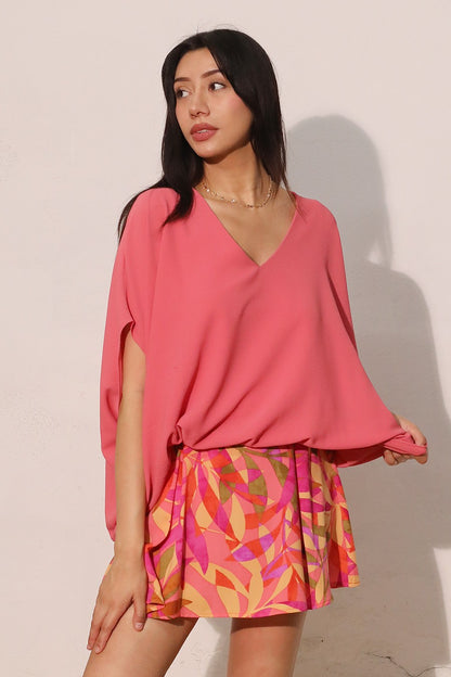 Textured Solid Caftan Top T-6466