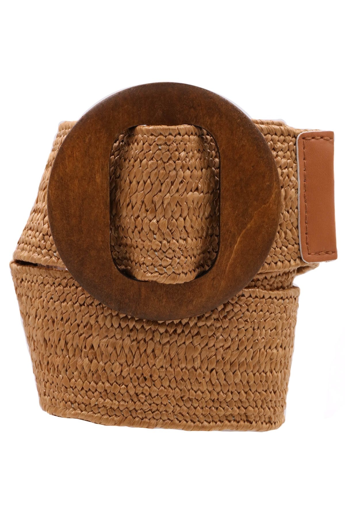 Large Wooden Circle Straw Belt 41474-BT-C