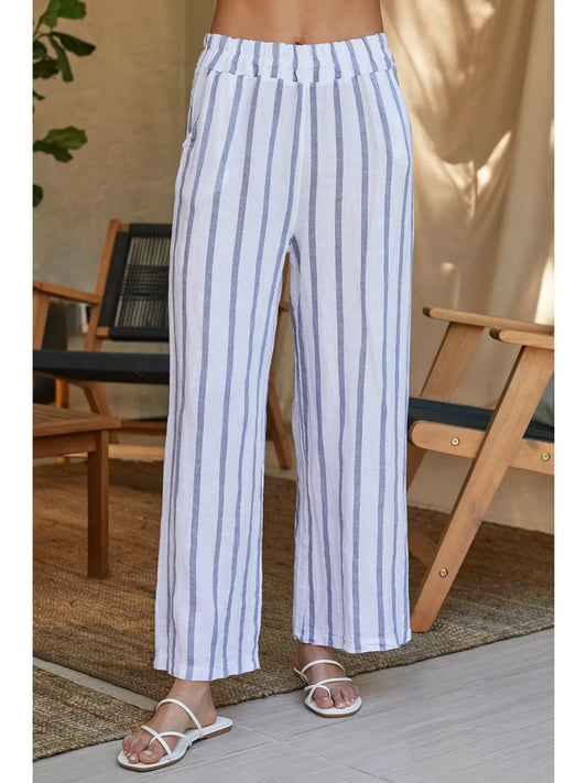 Linen Striped Wide Leg Pant 20061/154210