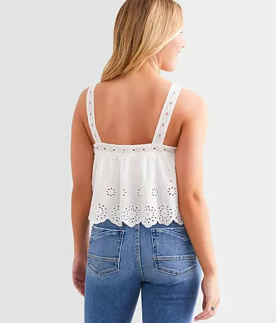 Dorean Eyelet Cropped Tank Top ZT242456