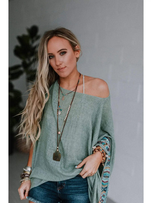 Fallon Embroidered Sleeve Poncho YSK-3934