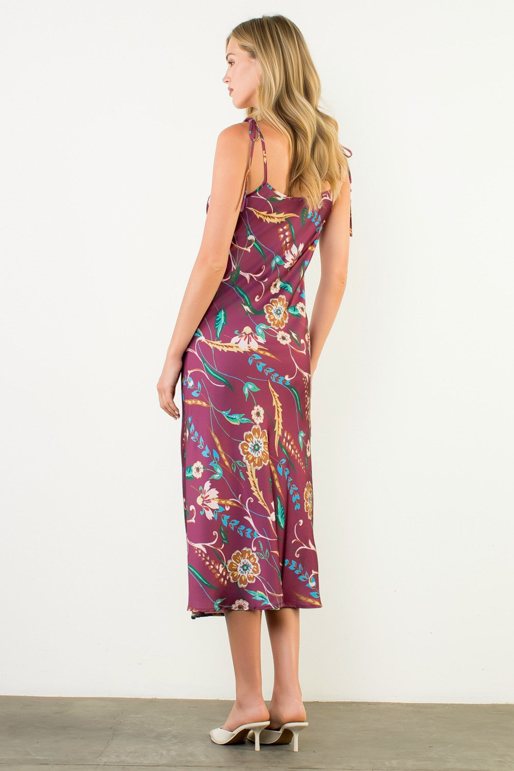 Tie Strap Floral Midi Dress JH2301-1