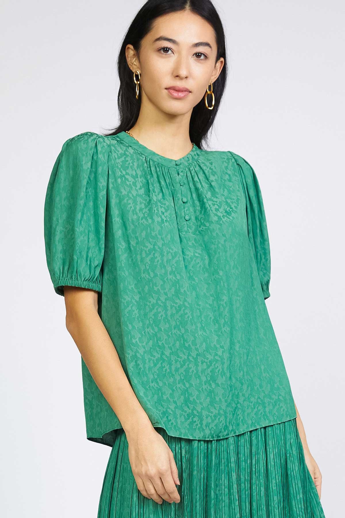 Camouflage Jacquard Printed Blouse 2330064