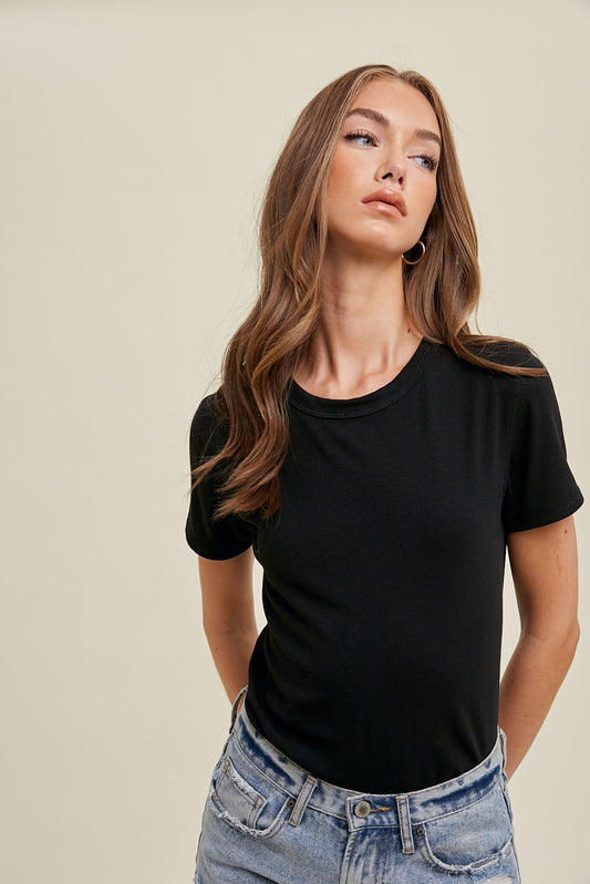 Ribbed Knit Basic T-shirt WL18-1714