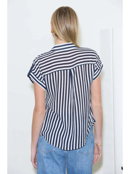 Striped Lightweight Woven Top TW2122