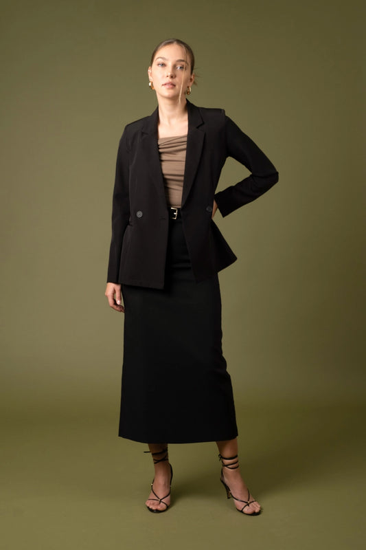 Solid Double Breasted Blazer Jacket TW1492