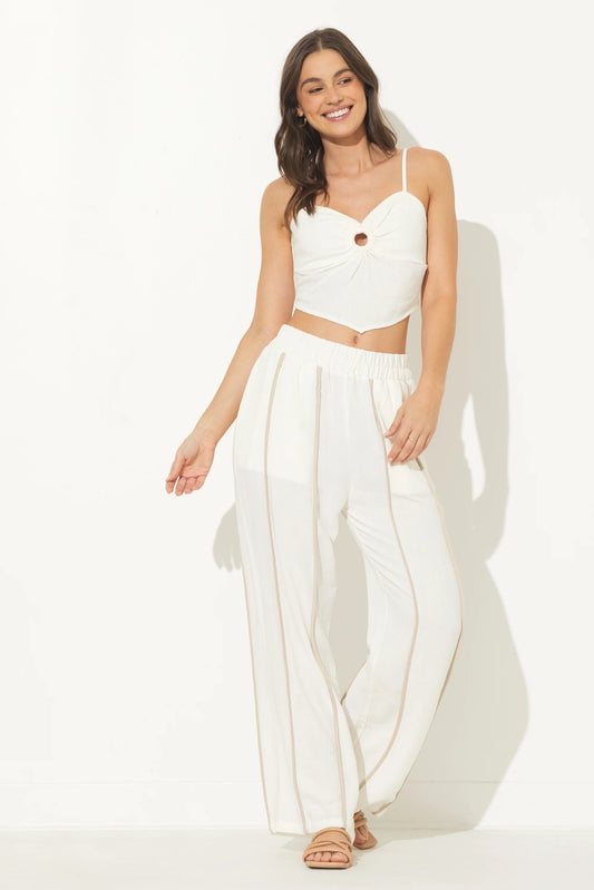 Viscose Linen Pant w/ Piping B12975