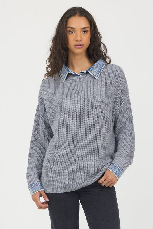 Washed Heather Grey Sweater CC13402