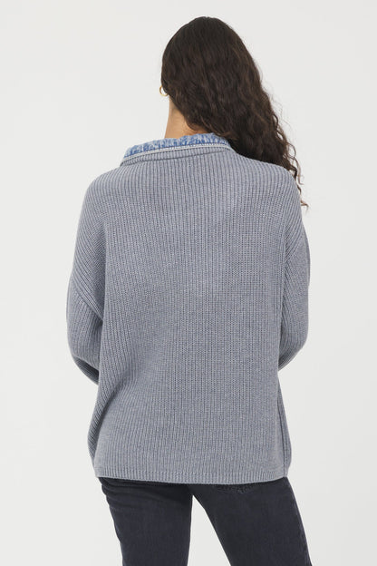 Washed Heather Grey Sweater CC13402