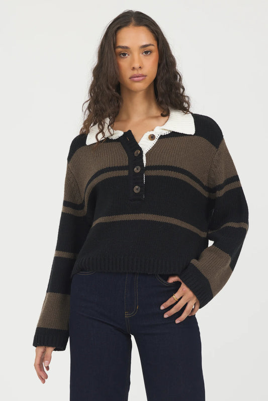 Woodland Stripe Collared Sweater CC13515