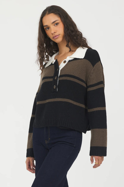 Woodland Stripe Collared Sweater CC13515
