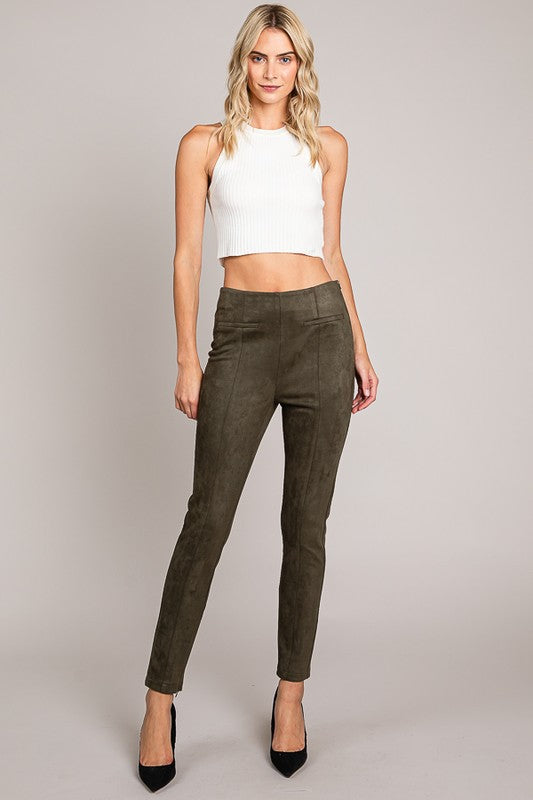 Suede Zipper Leg Slit Tapered Trousers M41-AH1147-SD010