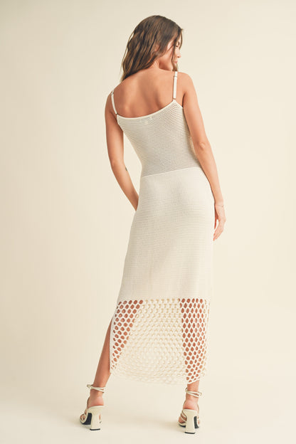 Net Pattern On Bottom Knitted Dress D3519