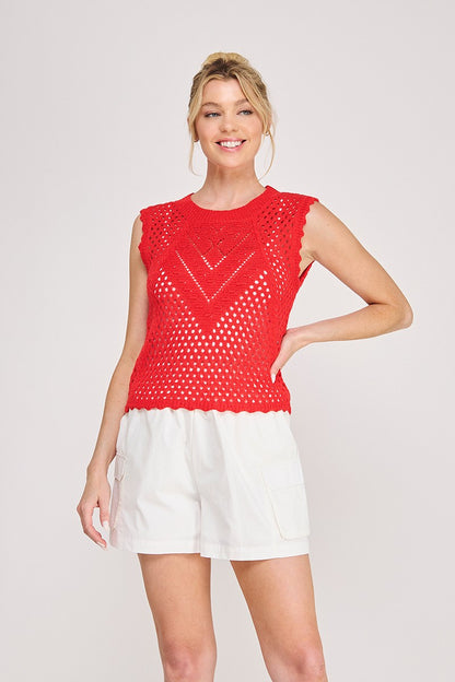 Sweater Tank With Scallop Edges  ATS8463
