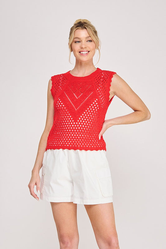 Sweater Tank With Scallop Edges  ATS8463
