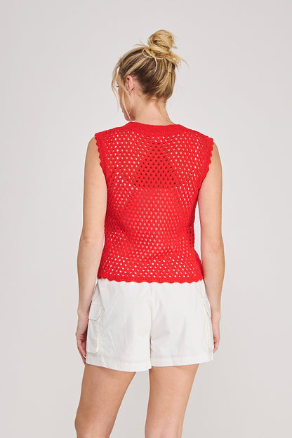 Sweater Tank With Scallop Edges  ATS8463