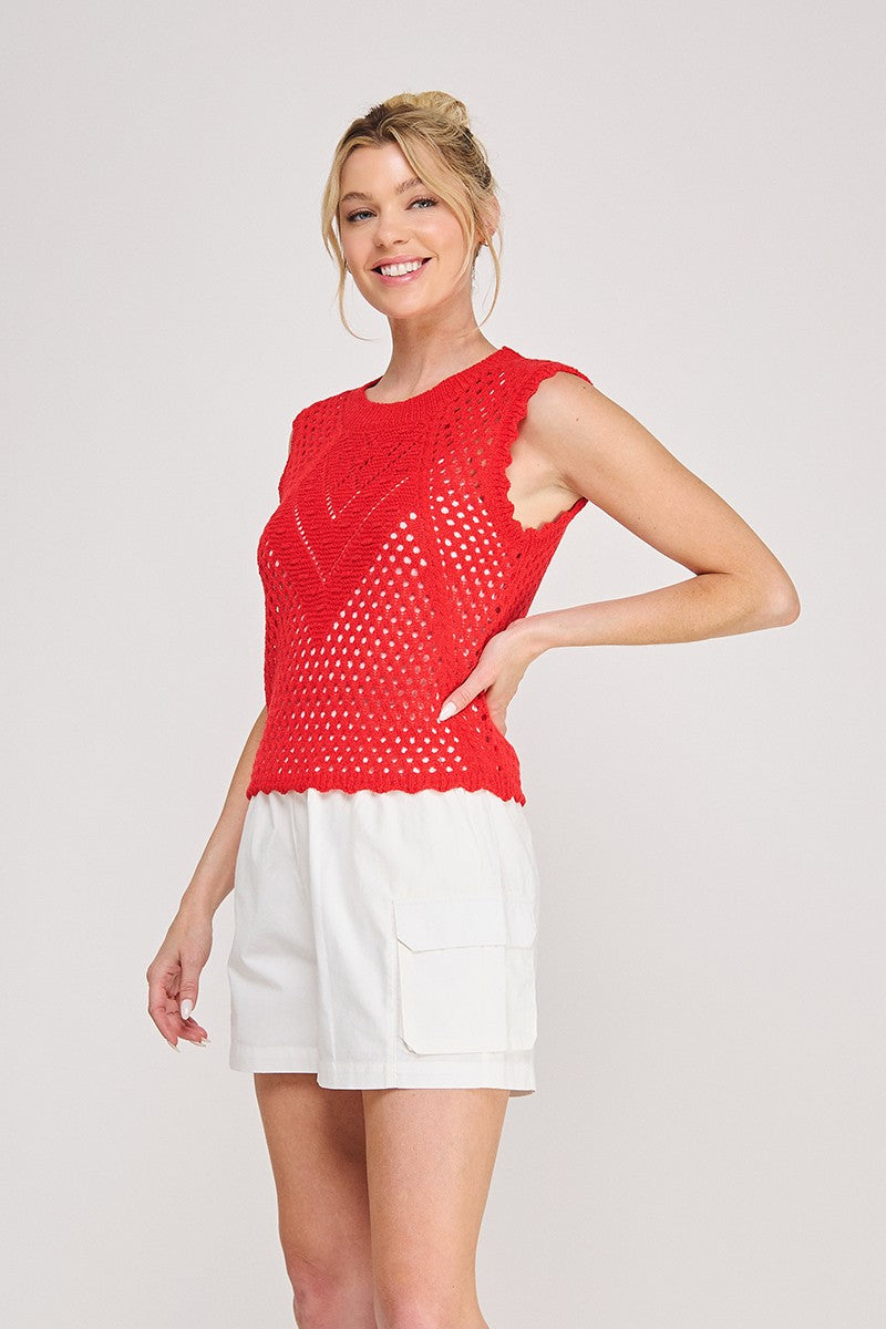 Sweater Tank With Scallop Edges  ATS8463