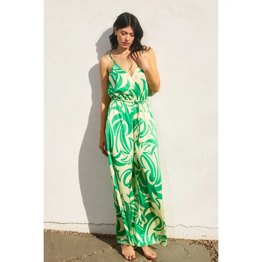 Lucky Girl Surplice Double Corded Belt Jumpsuit FJS12792-P1992
