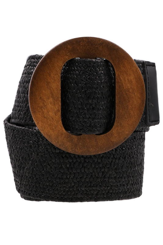 Large Wooden Circle Straw Belt 41474-BT-C