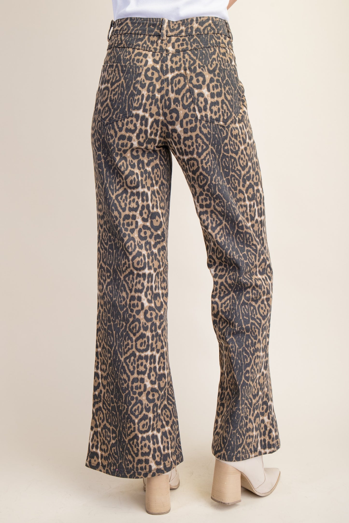 Leopard Print Flare Jeans TG1270