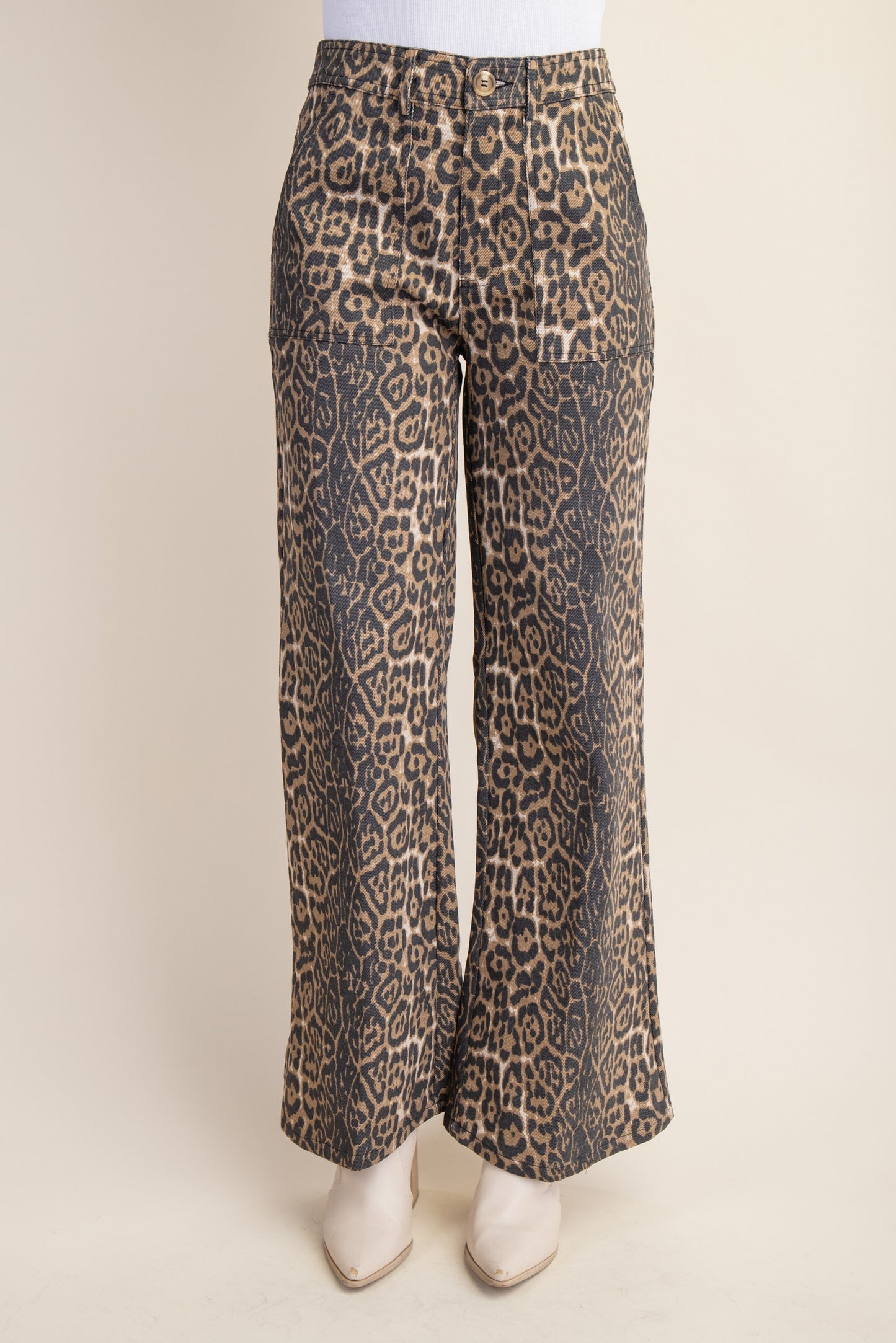 Leopard Print Flare Jeans TG1270