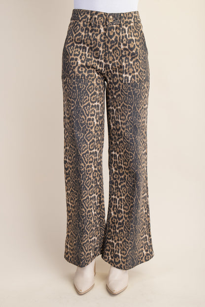 Leopard Print Flare Jeans TG1270